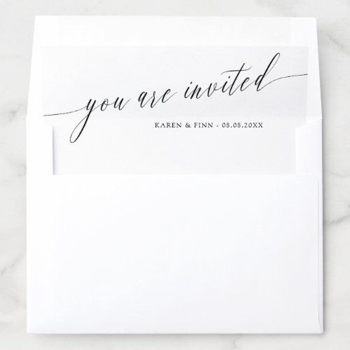Simple Calligraphy Wedding You Are Invited Envelope Liner