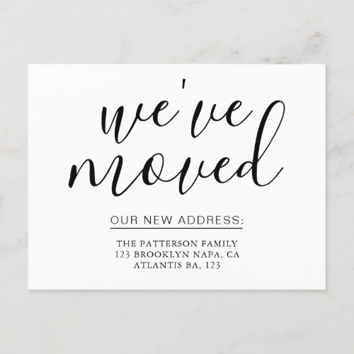 Simple Calligraphy Weve Moved House Announcement Postcard