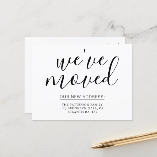Simple Calligraphy Weve Moved House Announcement Postcard