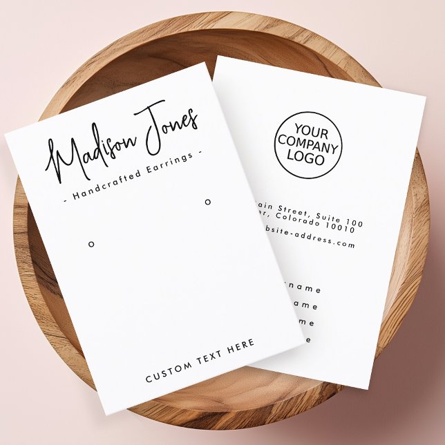 Simple Calligraphy White Earring Display Card (Creator Uploaded)