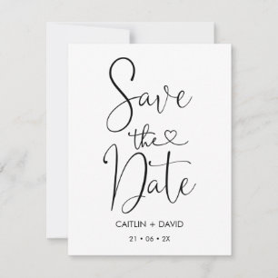 Simple Calligraphy With Heart Save The Date Card