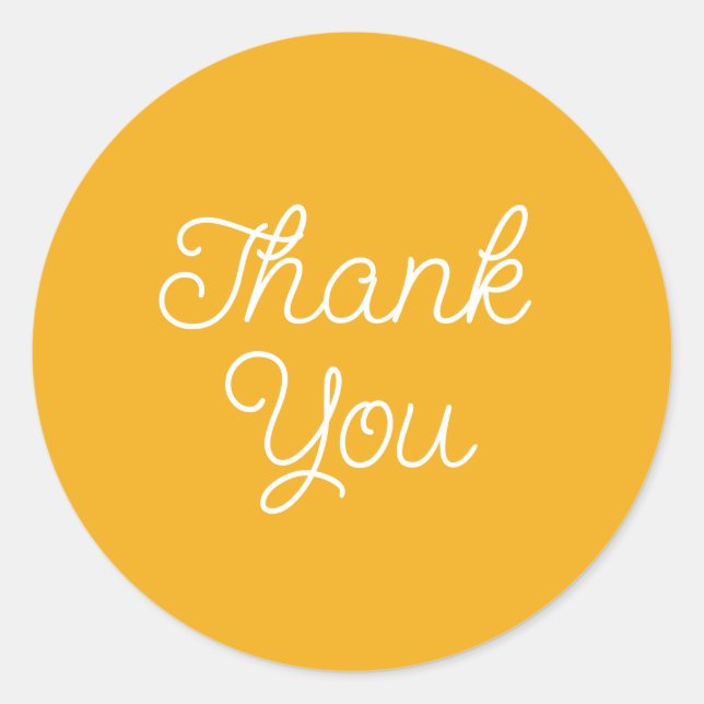 Simple Calligraphy Yellow  Flat Thank You Card Classic Round Sticker (Front)
