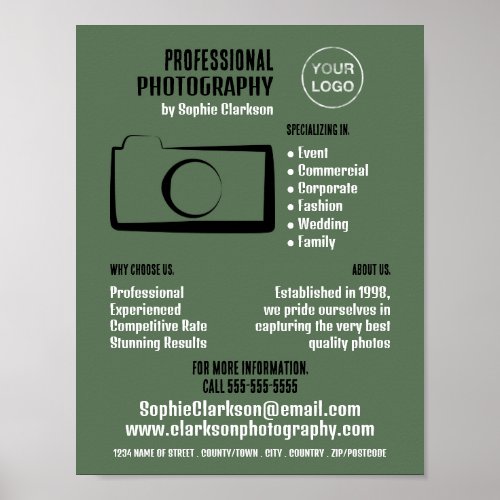 Simple Camera Icon Photographer Photography Hire Poster