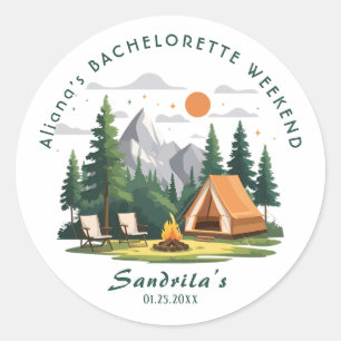 Simple Camping Weekend Bachelorette Party Classic Round Sticker