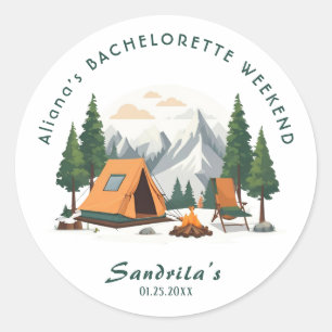 Simple Camping Weekend Bachelorette Party  Classic Round Sticker