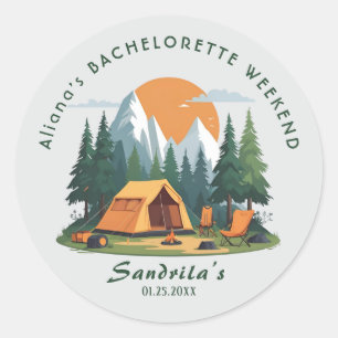 Simple Camping Weekend Bachelorette Party Classic Round Sticker