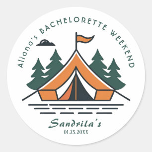 Simple Camping Weekend Bachelorette Party  Classic Round Sticker