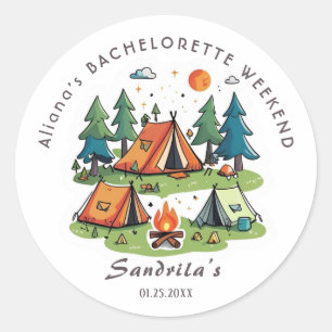 Simple Camping Weekend Bachelorette Party Classic Round Sticker
