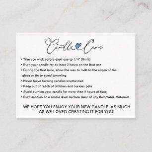 Simple Candle Care Instructions / Add Your Logo B Business Card