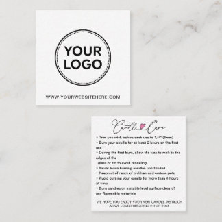 Simple Candle Care Instructions / Add Your Logo Sq Square Business Card