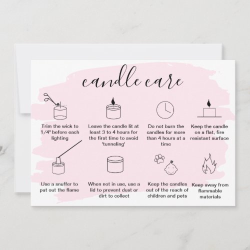 Simple Candle Care Thank You Card Add Your Logo
