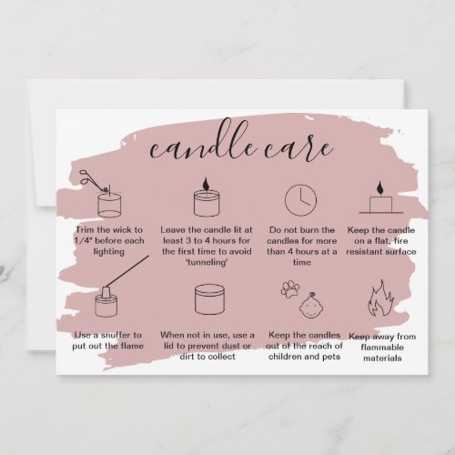 Simple Candle Care Thank You Card Add Your Logo