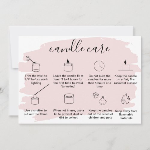 Simple Candle Care Thank You Card Add Your Logo
