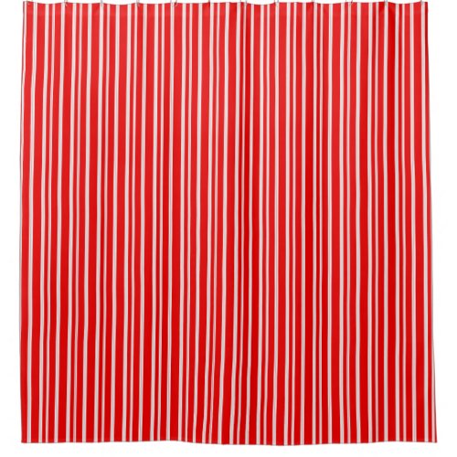 Simple Candy Cane Red  White Stripes Shower Curtain