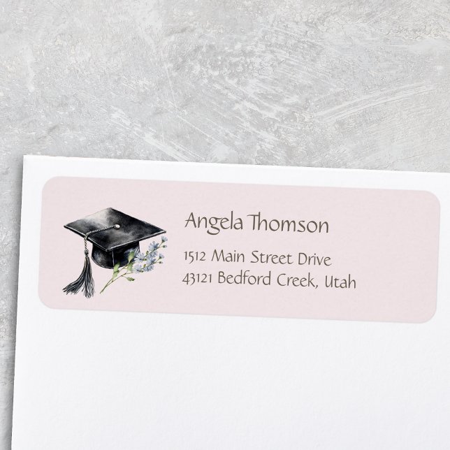 Simple Cap Wildlower Graduation Return Address Label (Creator Uploaded)