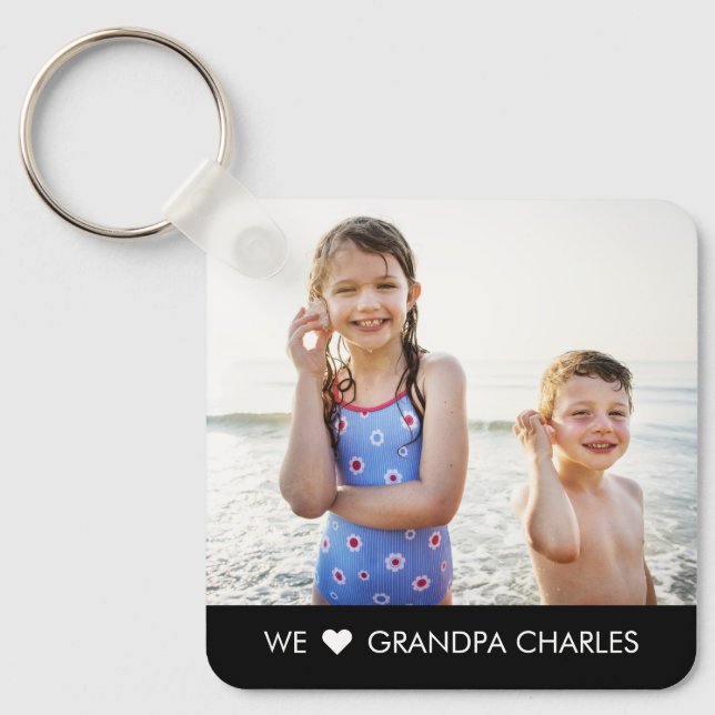 Simple Caption Personalized Photo Keychain (Front)
