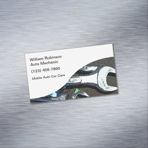 Simple Car Care Mechanic Business Card Magnet