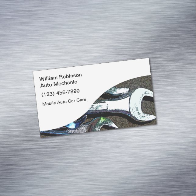 Simple Car Care Mechanic Business Card Magnet (In Situ)