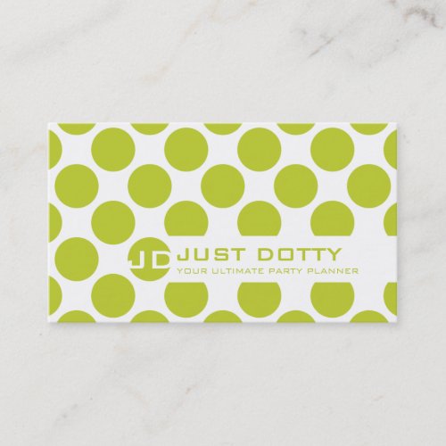 SIMPLE CARD bold polka dots lime green Business Card Template