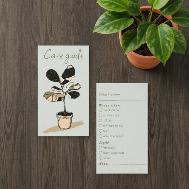 Simple Care Guide for house plant Shop Orders Enclosure Card (Simple Care Guide for house plant Shop Orders Enclosure Card.)