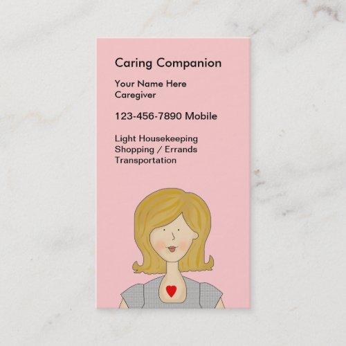 Simple Caregiver Cute Business Cards