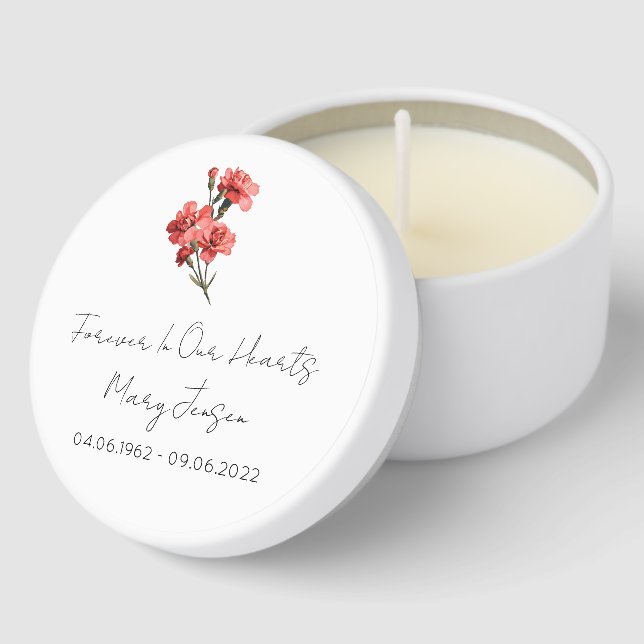 Simple Carnation Funeral Mini Candle Favors (Corner)
