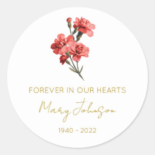 Simple Carnation Memorial Classic Round Sticker