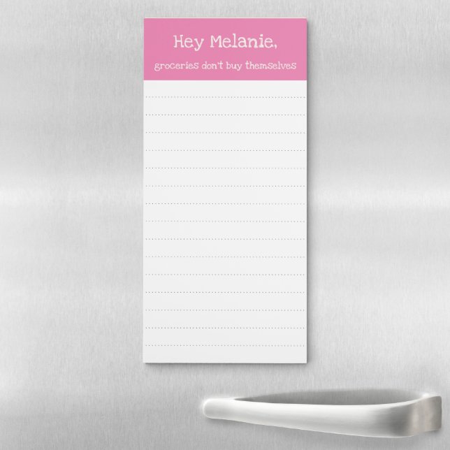 Simple Carnation Pink Funny Grocery List Magnetic Notepad (In Situ)