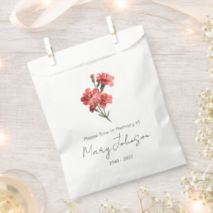 Simple Carnation Seed packet Funeral Favor Bag