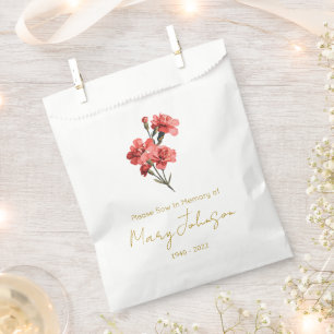 Simple Carnation Seed packet Funeral  Favor Bag