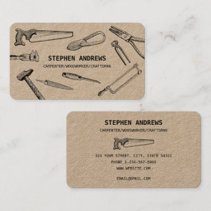 Simple Carpentry Handyman Vintage Builder Tools Business Card