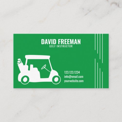 Simple Cart Silhouette Green Golf Instructor Business Card