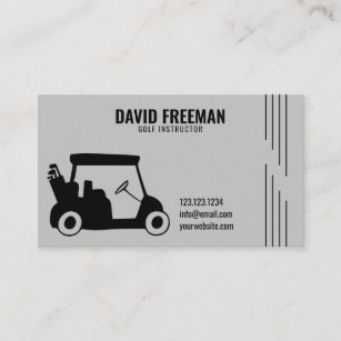 Simple Cart Silhouette Grey Golf Instructor Business Card