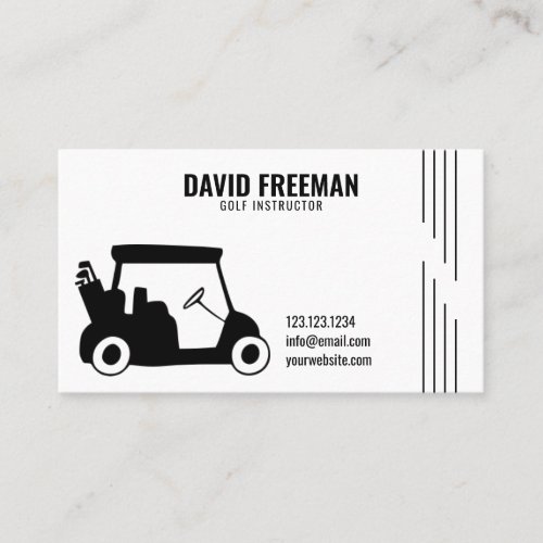 Simple Cart Silhouette White Golf Instructor Business Card