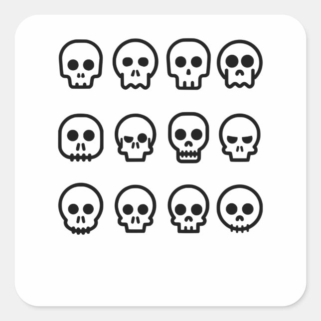 Simple Cartoon Halloween Death Skull Square Sticker (Front)
