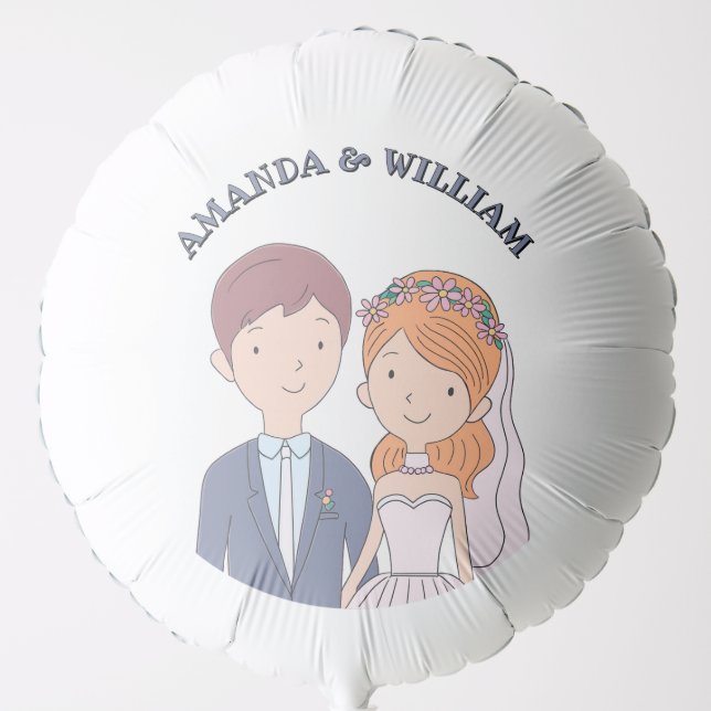 Simple, Cartoon-Iike  Spouses Illustration Wedding Balloon (Front)
