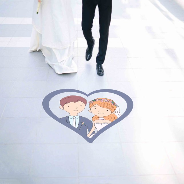 Simple, Cartoon-Iike Spouses Illustration Wedding  Floor Decals (Wedding)