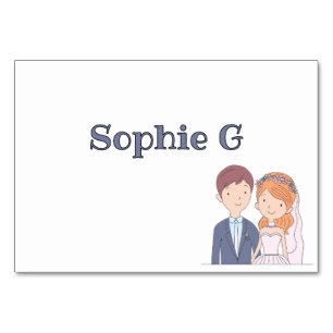 Simple, Cartoon-Iike  Spouses Wedding Place Card