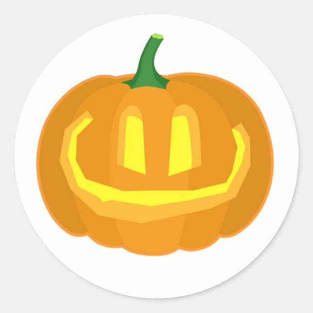 Simple Carved Pumpkin Classic Round Sticker (Front)