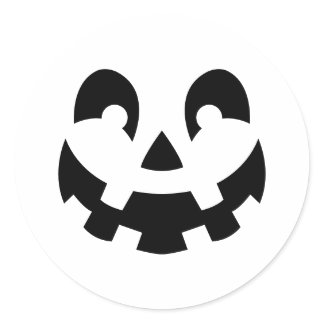Simple Carved Pumpkin Face Silhouette Halloween Classic Round Sticker