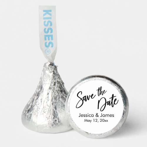 Simple Casual Handwriting Typography Save the Date Hersheys Kisses