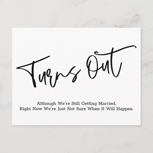 Simple Casual Postponed Wedding Announcement Postcard (Front)