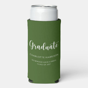 Simple Casual Script Graduation Party Seltzer Can Cooler