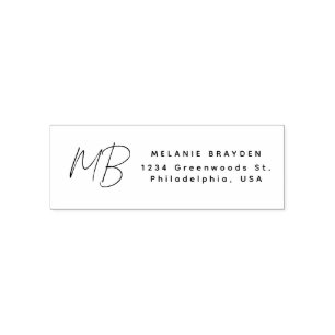 Simple Casual Script Two Monogram Office Employee Self-inking Stamp