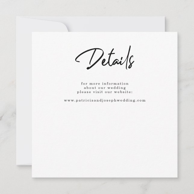 Simple casual script wedding details enclosure note card (Front)