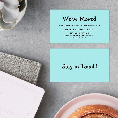 Simple Casual Turquoise Weve Moved Card