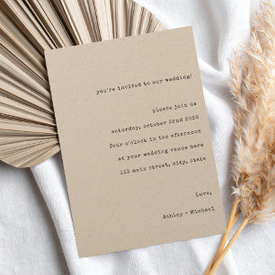 Simple Casual Typewriter Wedding Invitation