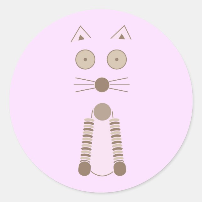 Simple Cat Classic Round Sticker (Front)