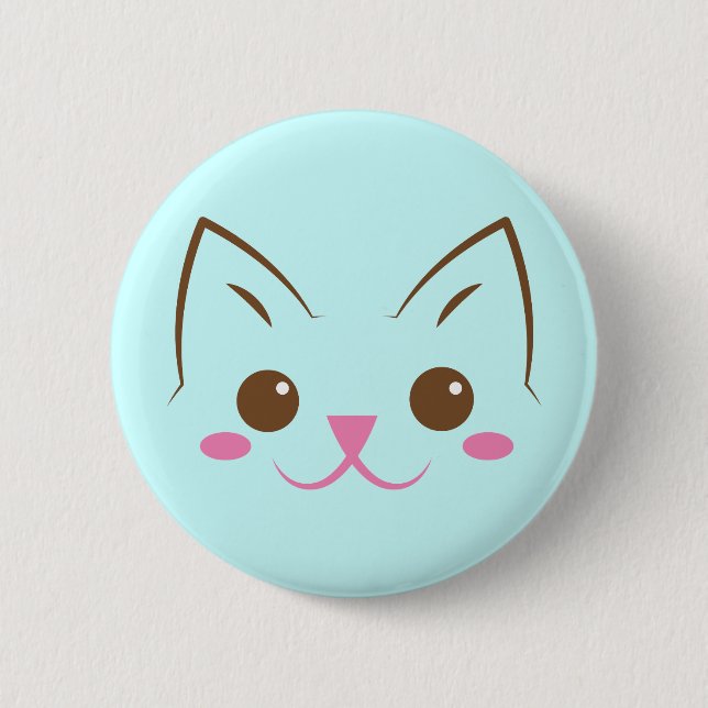 Simple cat face so cute! pinback button (Front)