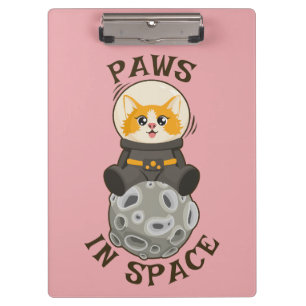 Simple Cat in space Astronaut Cosmic animal Moon Clipboard